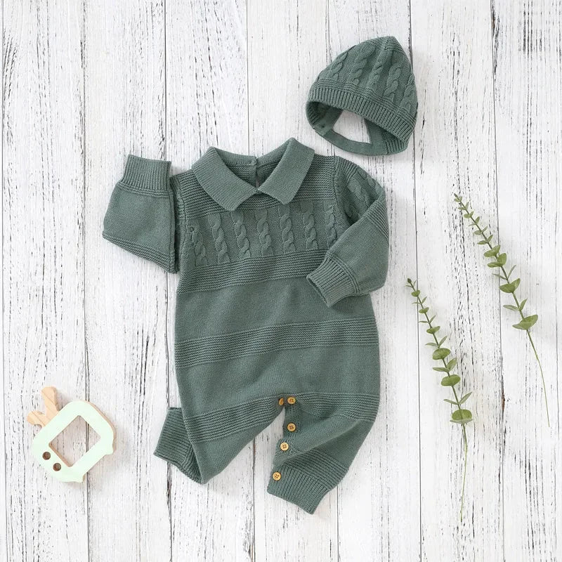 Macacão Romper Infantil em Tricot Bege – Conforto e Estilo para os Pequenos
