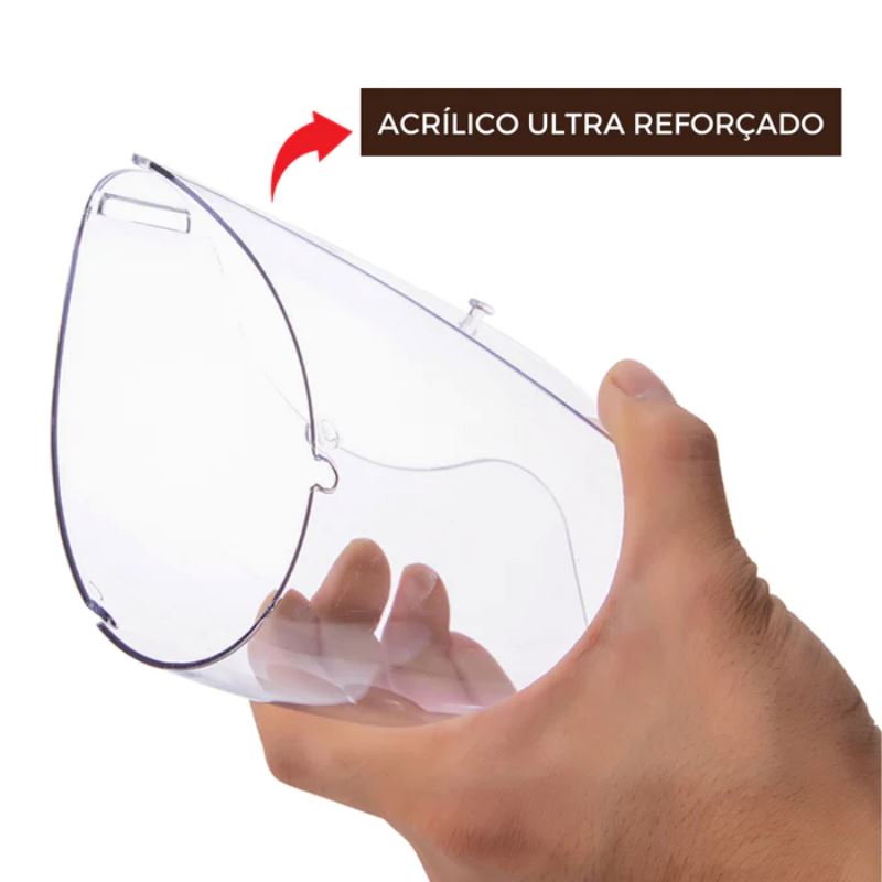 Máscara Protetora Facial de Acrílico Reforçado - PROTECTMASK