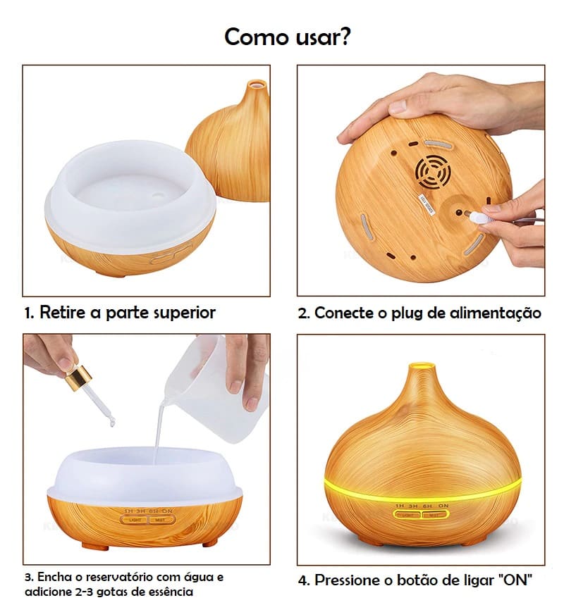 Aromatizador de Ambiente Elétrico Ultrassônico 550ml KBAYBO Original