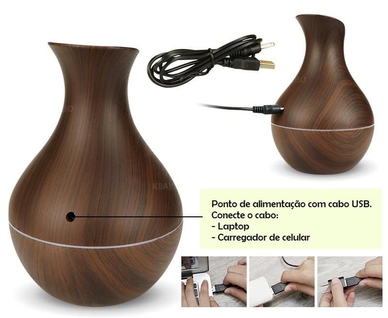 Umidificador e Aromatizador de Ambiente Difusor Ultrassônico KBAYBO Original