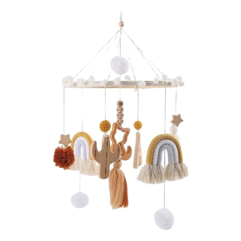 Mobile para Berço com Chocalhos Bege: Conforto e Encanto para o Bebê
