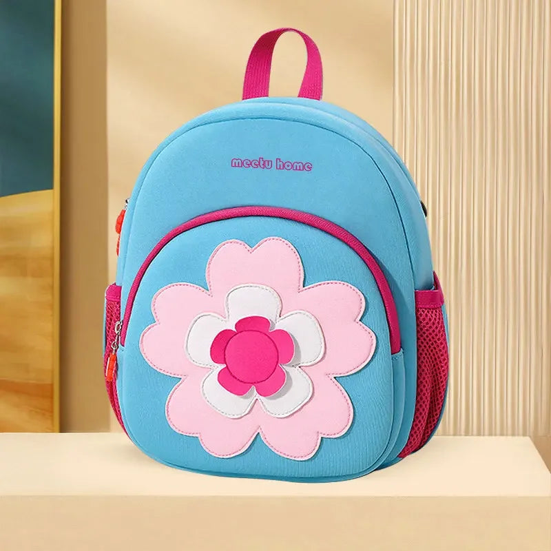 Mochila Infantil Rosa com Estampa de Flor de Cerejeira – Estilo e Conforto para Aventureiras