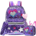 Mochila Infantil Para Meninas Com Lantejoulas - Kit Completo