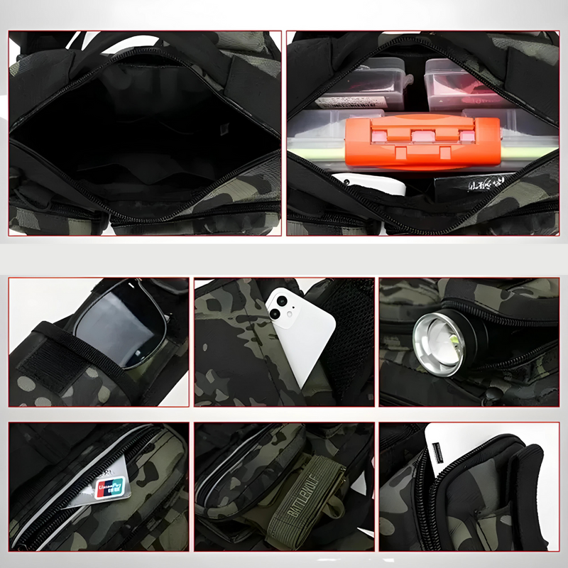 Mochila Multifuncional 600D para Pesca e Camping com Suporte para Vara – Liberdade e Praticidade em Cada Aventura