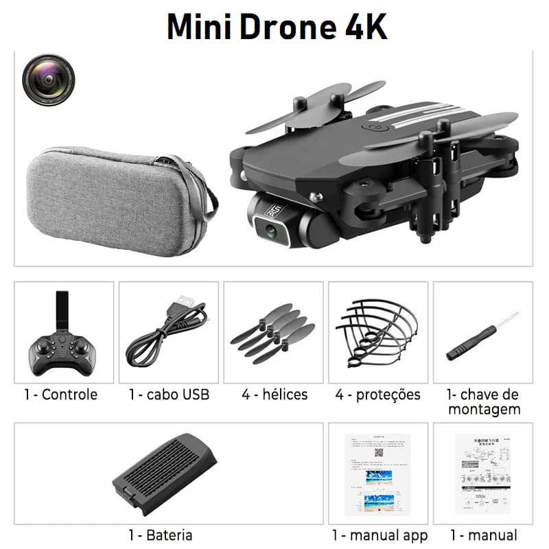 Mini Drone com Câmera 4K HD WiFi