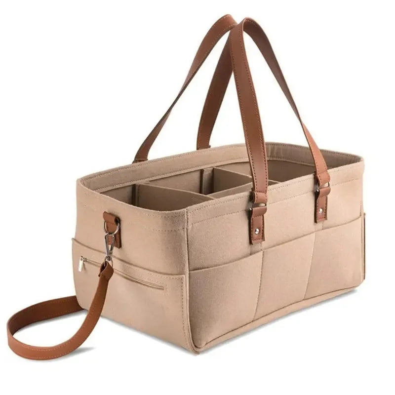 Organizador Infantil de Feltro para Fraldas com Bolsos e Alça Prática