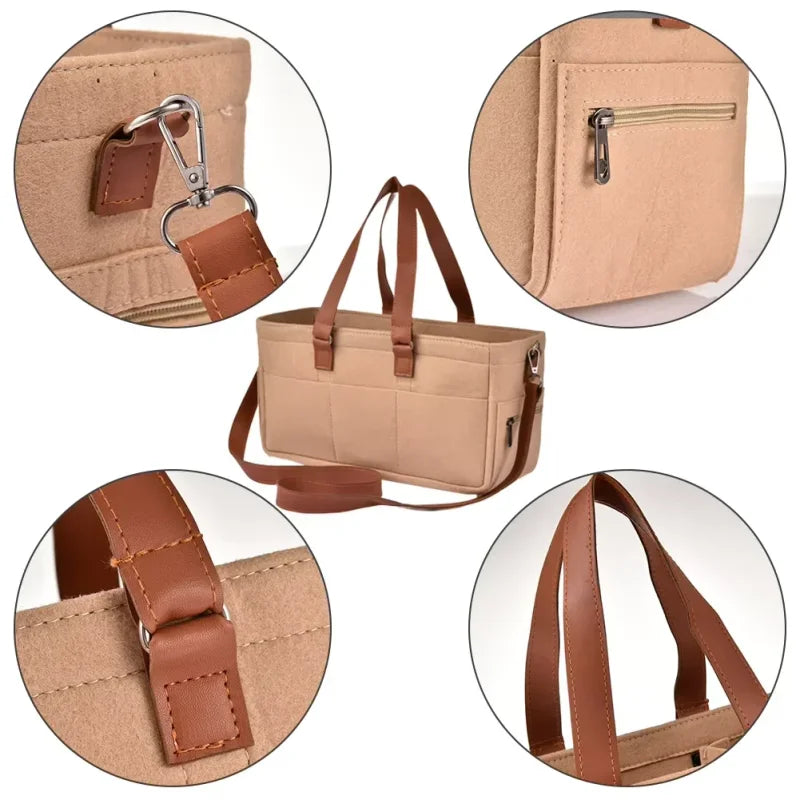 Organizador Infantil de Feltro para Fraldas com Bolsos e Alça Prática