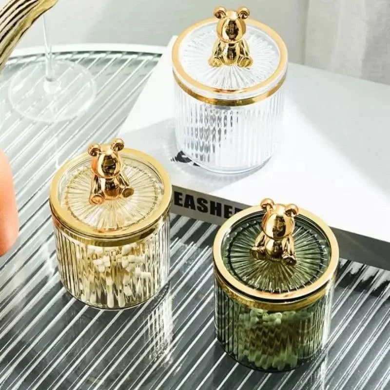 Organizador Prático de Cotonetes e Algodão em Acrílico Lenogue