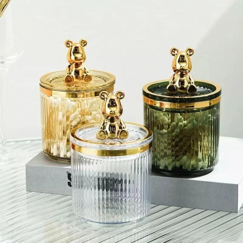 Organizador Prático de Cotonetes e Algodão em Acrílico Lenogue