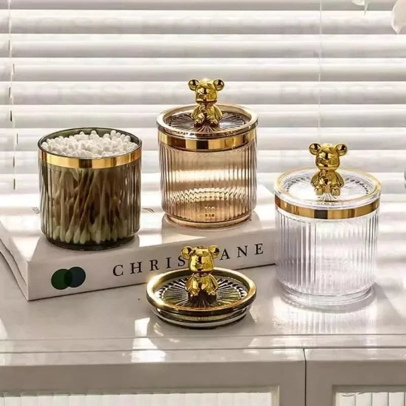 Organizador Prático de Cotonetes e Algodão em Acrílico Lenogue