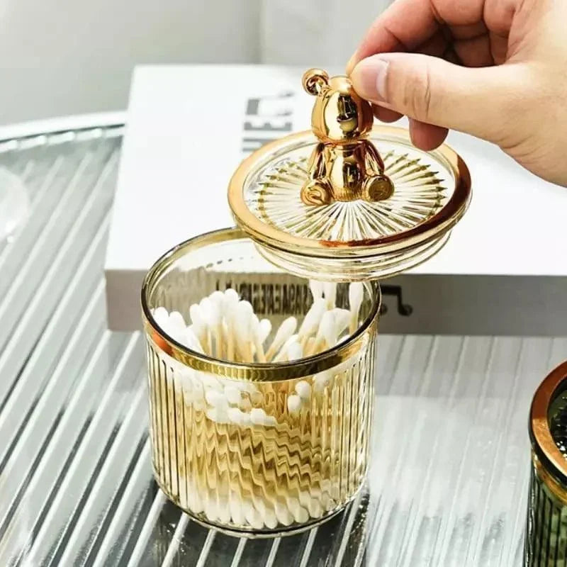 Organizador Prático de Cotonetes e Algodão em Acrílico Lenogue