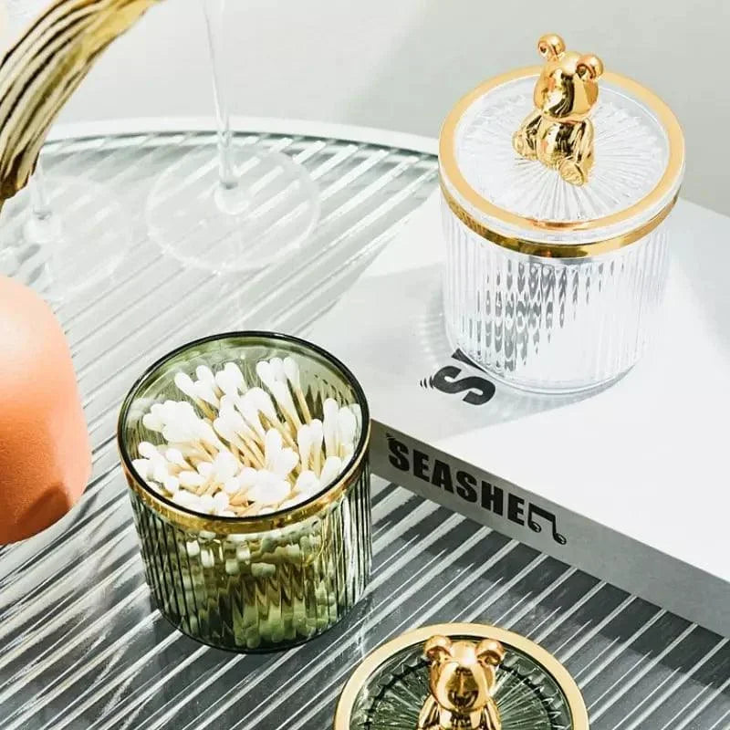 Organizador Prático de Cotonetes e Algodão em Acrílico Lenogue