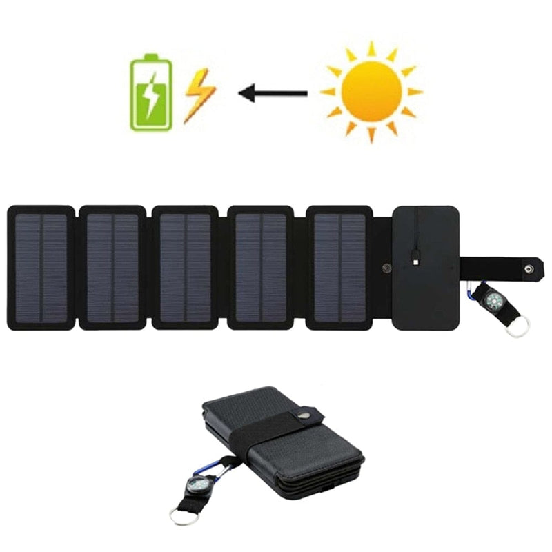 Painel Solar Carregador Portátil Dobrável para Celular e Dispositivos USB