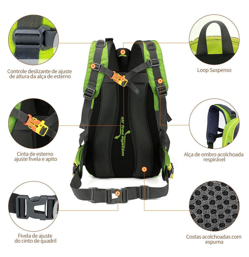 Mochila de Camping Impermeável 40L - Conforto e Praticidade para Aventura