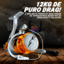 Molinete de Pesca Profissional com 12Kg de Drag | Inclui Linha Multifilamento e Isca Artificial Grátis para Aumentar Suas Capturas