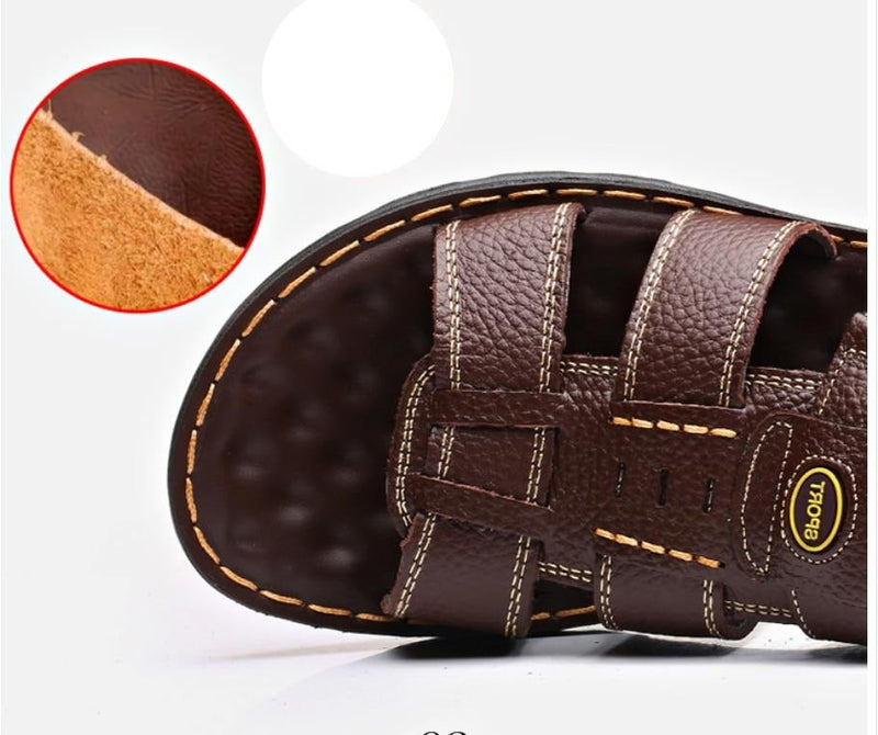 Sandália Masculina de Couro Genuíno - Conforto e Estilo para o Seu Dia a Dia