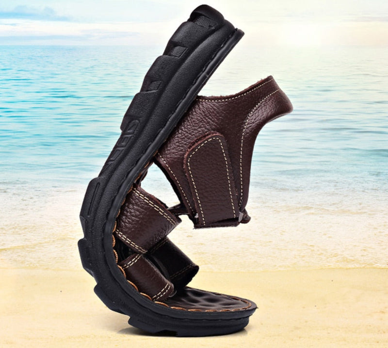 Sandália Masculina de Couro Premium - Conforto e Estilo para Seu Dia a Dia