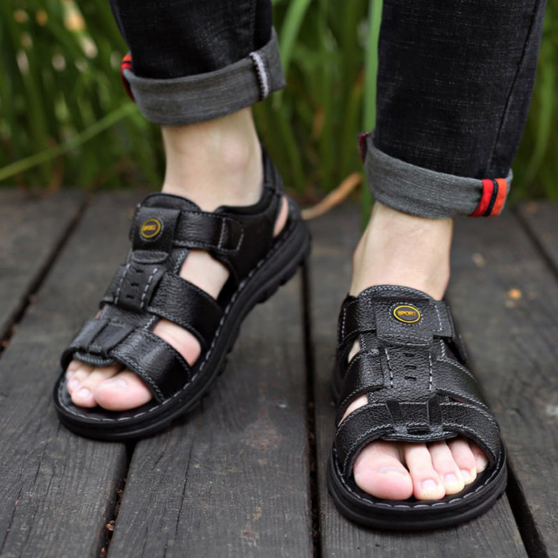 Sandália Masculina de Couro Genuíno - Conforto e Estilo para o Dia a Dia