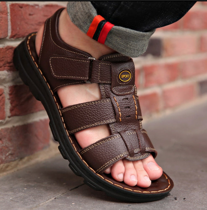 Sandália Masculina de Couro Genuíno - Conforto e Estilo para o Dia a Dia