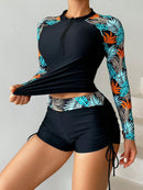 Proteção UV – Conjunto Tankini Manga Longa Preto Tropical