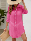 Saída de Praia Camisa Rosa Botões – Tendência 2025