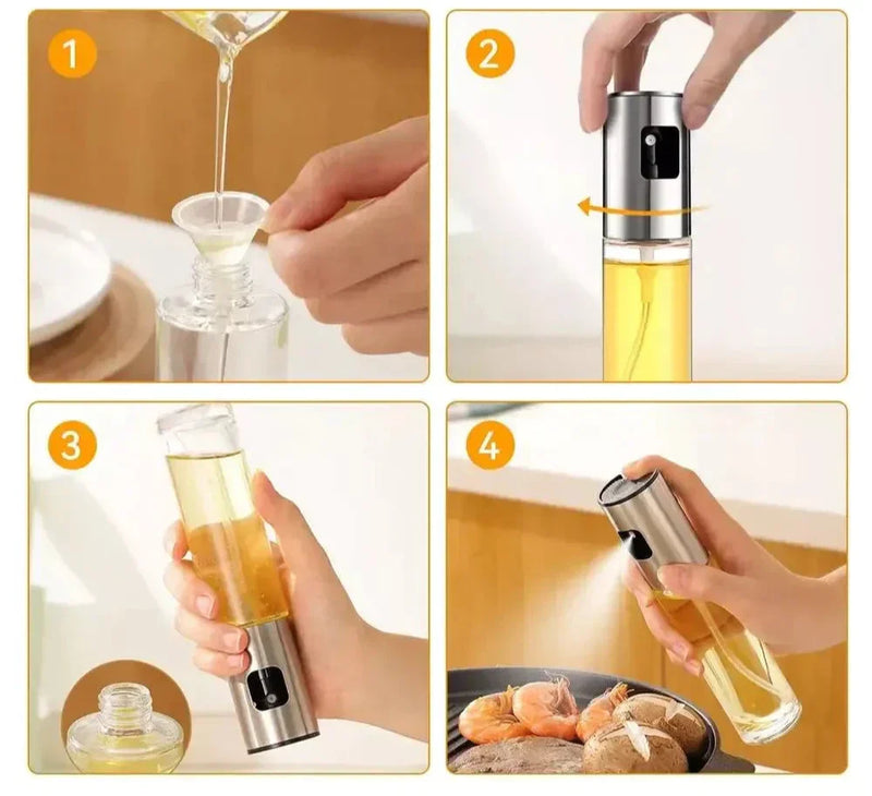 Pulverizador de Óleo de Vidro para Cozinha Spray Prático - Compre 1 leve 2