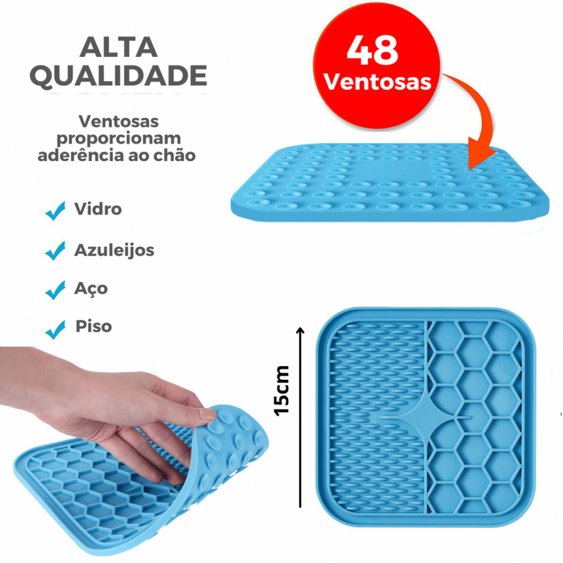 Tapete de Lamber com 48 Ventosas para uma Alimentação Tranquila e Controlada