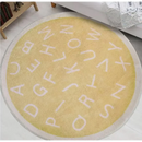 Tapete Redondo Infantil Amarelo com Alfabeto – Conforto e Estímulo para Brincadeiras Criativas