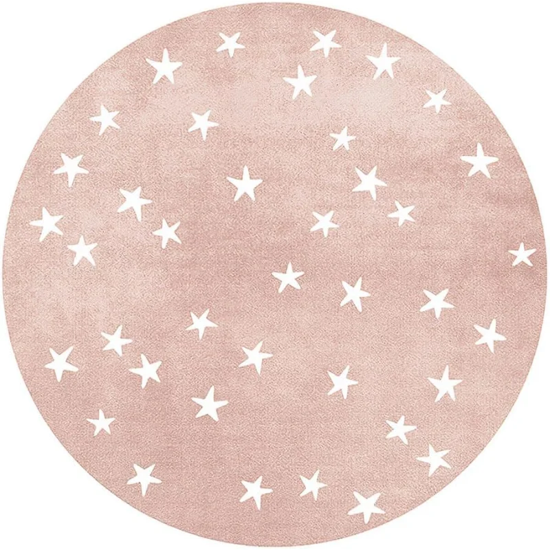Tapete Redondo Infantil Estrela Rosa – Conforto e Estilo para o Quarto do Seu Pequeno