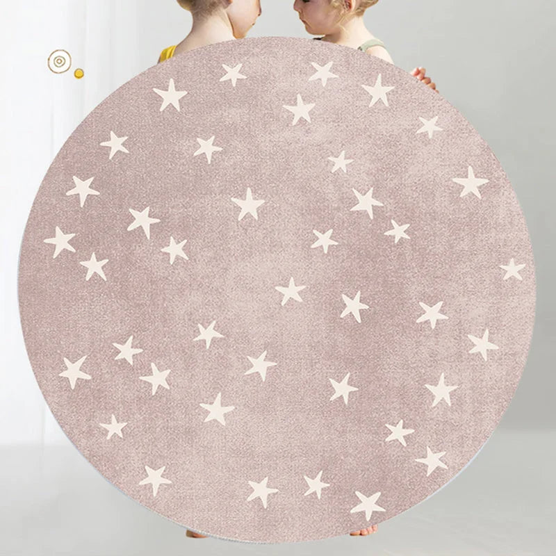 Tapete Redondo Infantil Estrela Rosa – Conforto e Estilo para o Quarto do Seu Pequeno