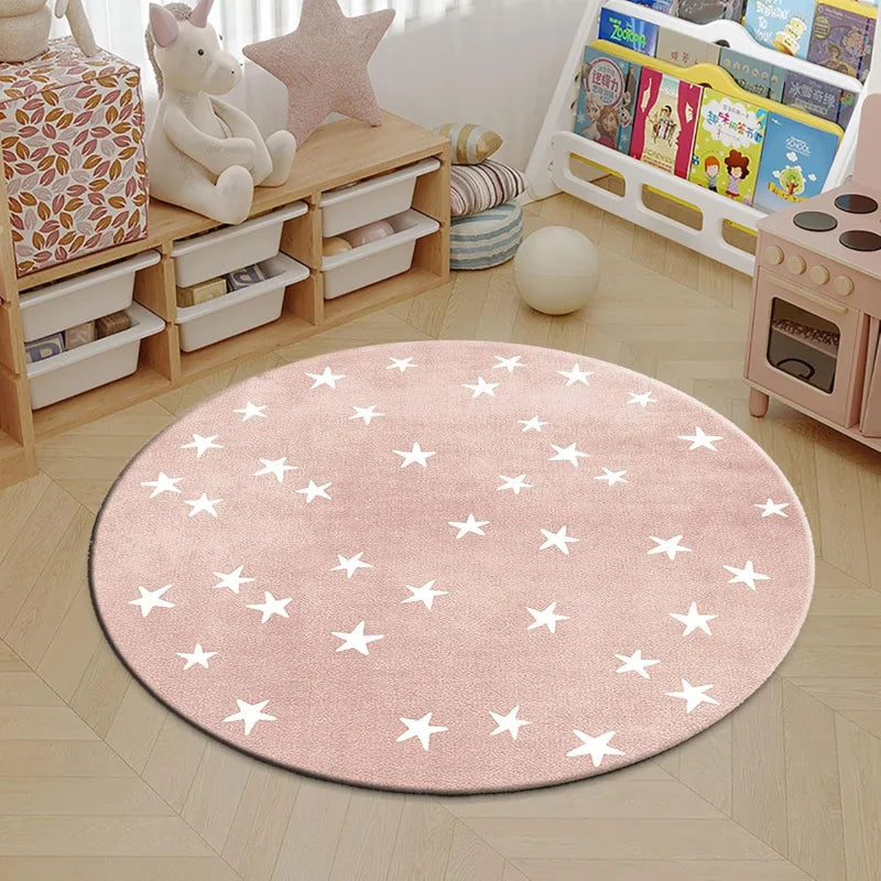 Tapete Redondo Infantil Estrela Rosa – Conforto e Estilo para o Quarto do Seu Pequeno