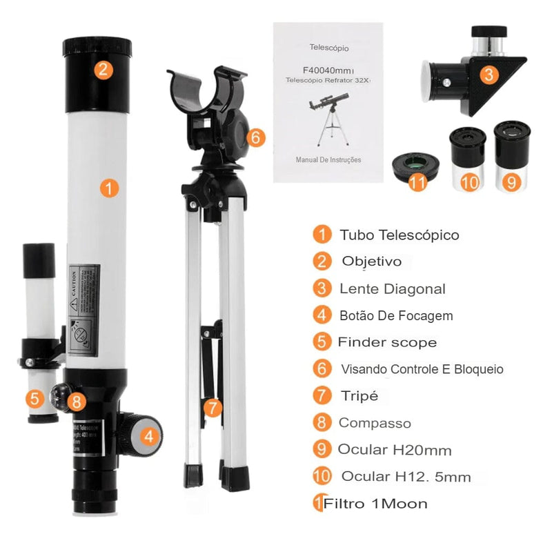Telescópio Astronômico com Tripé Ajustável - SkyVista UltraZoom 6000X