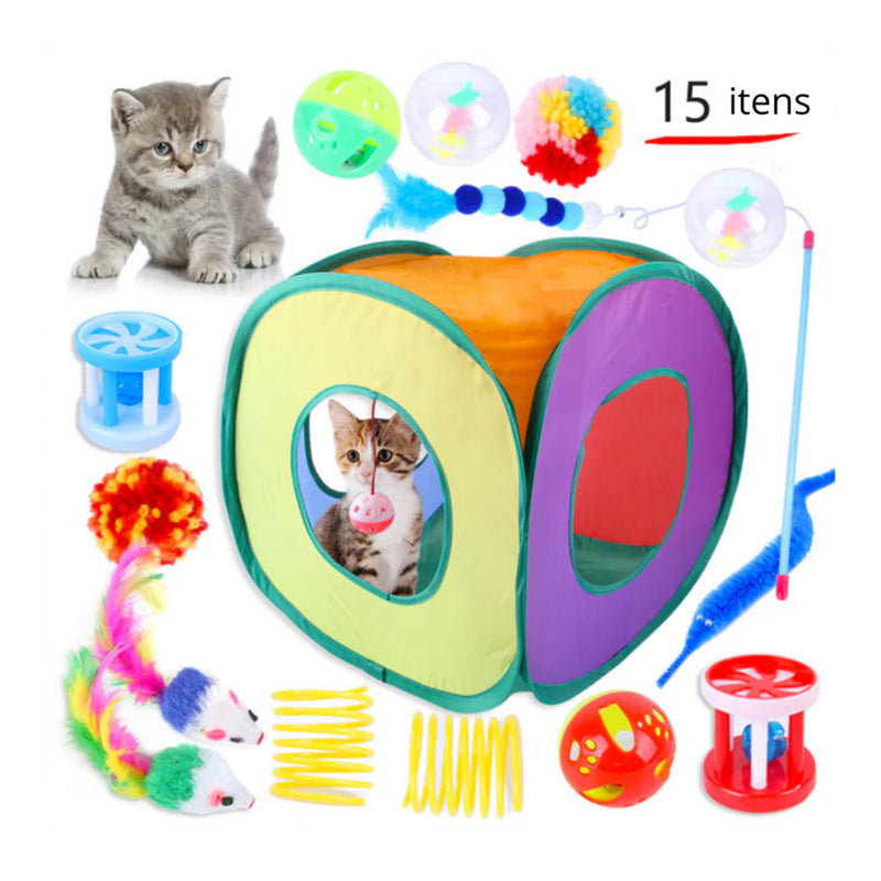 Refúgio Interativo para Gatos com 15 Brinquedos Diversão e Estímulo
