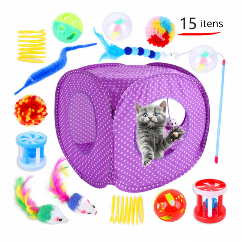 Refúgio Interativo para Gatos com 15 Brinquedos Diversão e Estímulo