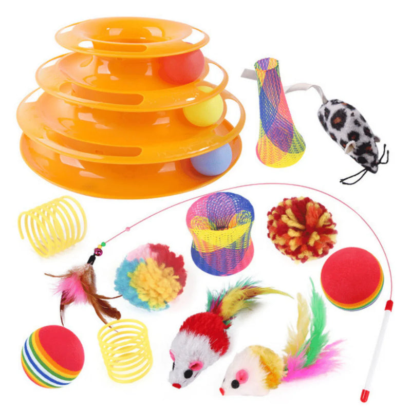 Torre Interativa de Bolinhas para Gatos - Diversão e Estímulo com 13 Itens