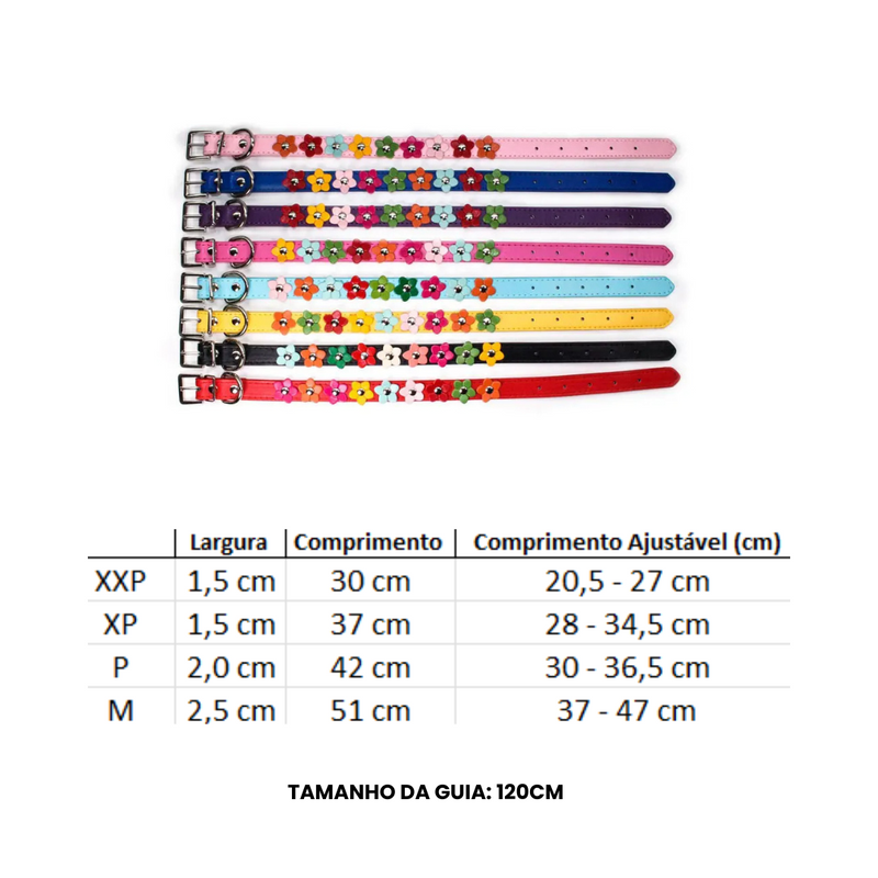 Coleira de Couro Floral para Conforto e Estilo de Gatos e Cães