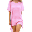 Vestido de Praia Bella em Chiffon com Detalhes de Franjas