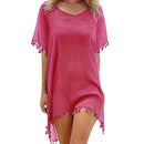 Vestido de Praia Bella em Chiffon com Detalhes de Franjas