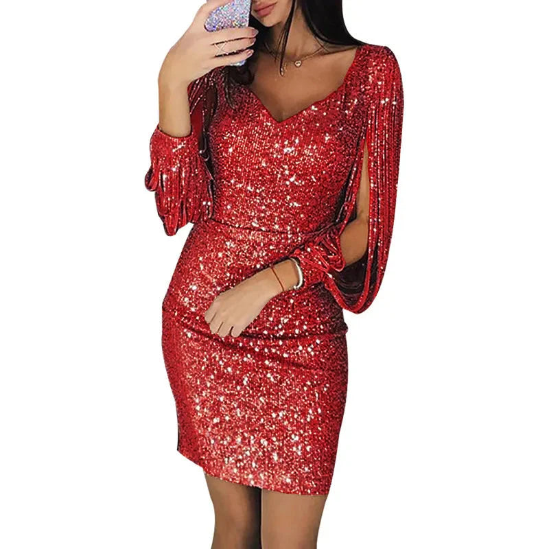 Vestido Feminino Glamouroso de Paetês