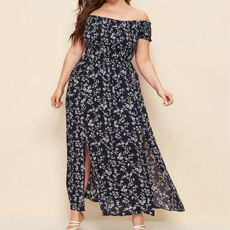 Vestido Floral Longo Plus Size Ciganinha