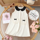 Vestido Infantil Sem Manga com Gola Boneca e Laço - Conforto e Estilo Para o Dia a Dia