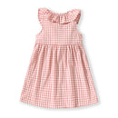 Vestido Infantil Xadrez Vermelho com Estampa de Cogumelo – Conforto e Estilo para Pequenas Aventureiras