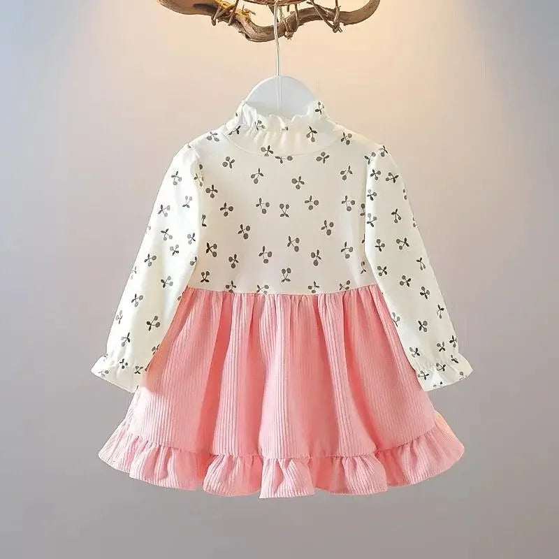 Vestido Infantil Feminino de Veludo com Manga Longa para Conforto e Elegância
