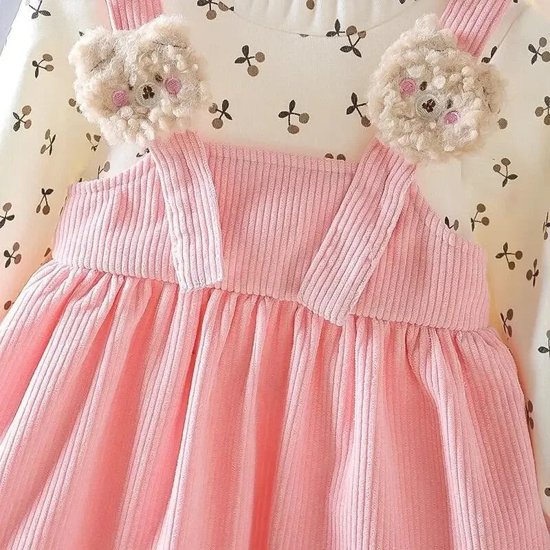 Vestido Infantil Feminino de Veludo com Manga Longa para Conforto e Elegância