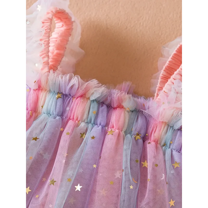Vestido Infantil de Tule Colorido para Momentos Mágicos