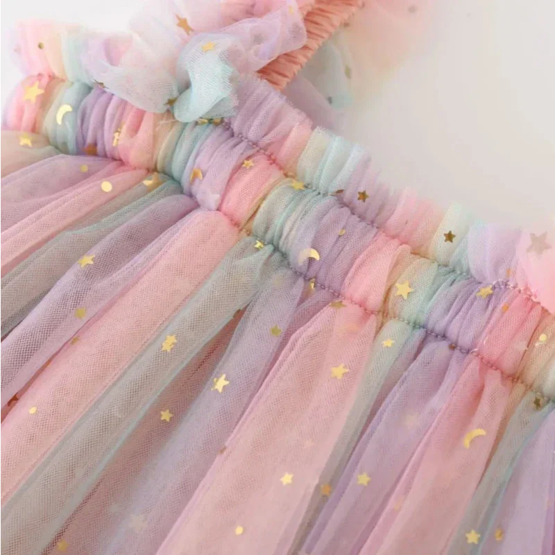Vestido Infantil de Tule Colorido para Momentos Mágicos