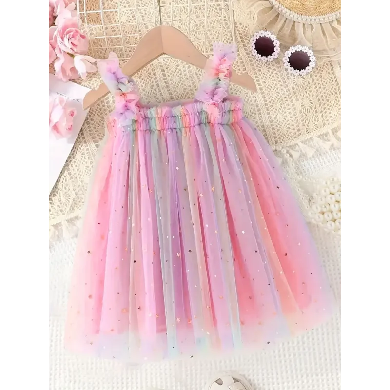 Vestido Infantil de Tule Colorido para Momentos Mágicos