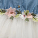 Vestido Infantil Jeans com Tule Floral e Manga Babado - Conforto e Estilo para Pequenos Momentos