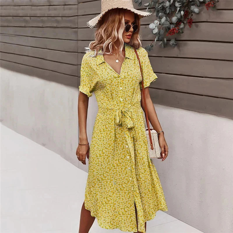 Vestido Midi Floral - Moda Verão